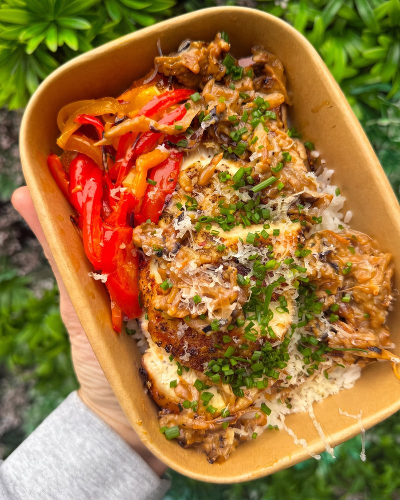 Lemon Pepper Chicken – chicken in creamy onion sauce over rice, JKitchen meal prep